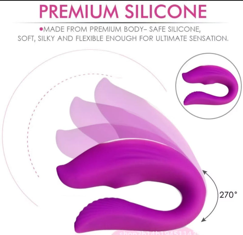 Vibrador/sugador em Formato de U Recarregável – Estimulação Dupla com Controle Remoto à Distância 💜
