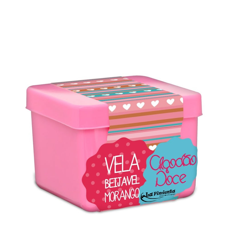 Vela Beijável Algodão doce de Morango - Desfrute cada pingo de prazer!