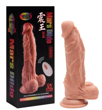 Prótese Mars Dildo Recarregável com 20 Vibrações – Realismo, Potência e Controle Total do Prazer