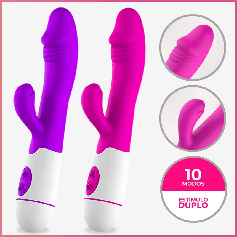 Vibrador Com Estimulador de Clitoris E 10 Modos De Vibração - Female Vibrator