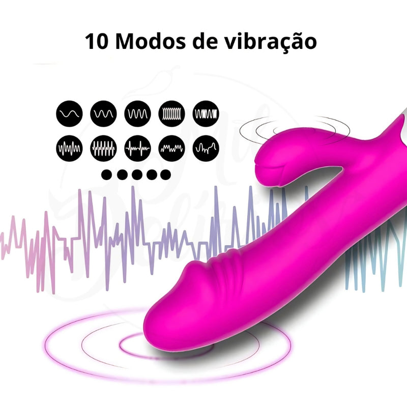 Vibrador Com Estimulador de Clitoris E 10 Modos De Vibração - Female Vibrator